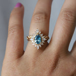 Lana | Pear Cut Lab-Grown Blue Diamond Halo Ring