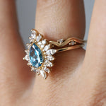 Lana | Pear Cut Lab-Grown Blue Diamond Halo Ring