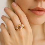 Peony No.4 | Peony Pink Sapphire & Diamond Ring