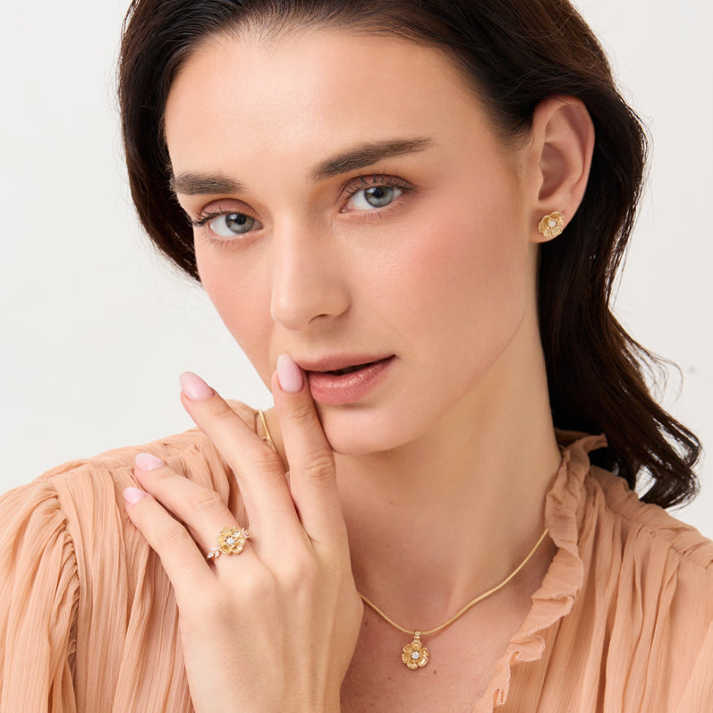 Peony No.4 | Peony Diamond Stud Earrings