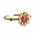 Sunflower | Pink Sapphire & Green Garnet Stacking Ring