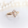 Alexis | Marquise Cut Australian Opal & Triangle Moissanite Ring - Emi Conner Jewelry 