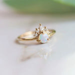 Olivia | 14K Australian Opal & Diamond Accented Promise Ring - Emi Conner Jewelry 
