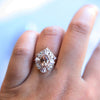 Victoria | 14K Morganite & Diamond Fancy Halo Luxury Ring - Emi Conner Jewelry 