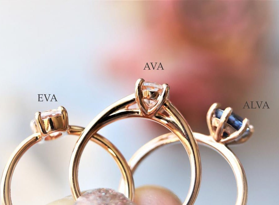 ALVA l Classic 1 Carat Round Peach Morganite Solitaire Ring - Emi Conner Jewelry 