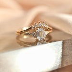 Alexis | 14K Emerald Cut Moissanite & Triangle Moissanite Ring - Emi Conner Jewelry 