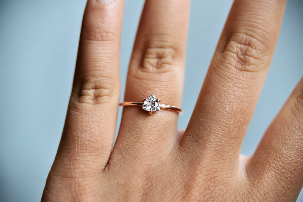 Trinity | 14K Trillion Moissanite Solitaire Ring - Emi Conner Jewelry 