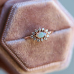 Daniella | 14K Australian Opal & Diamond Petite Halo Ring - Emi Conner Jewelry 