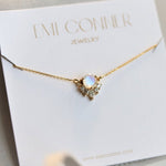 Olivia | 14K Rainbow Moonstone & Diamond Crown Pendant Necklace - Emi Conner Jewelry 