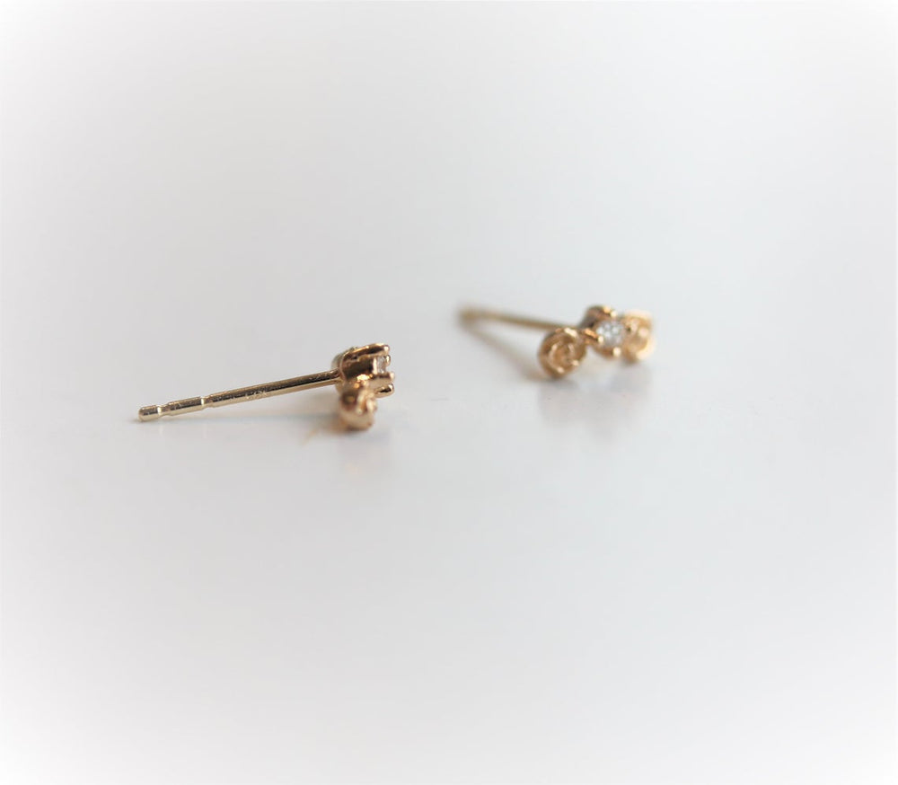 Rosette 14K Rose and Diamond Stud Earrings - Emi Conner Jewelry 