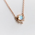 Olivia | 14K Rainbow Moonstone & Diamond Crown Pendant Necklace - Emi Conner Jewelry 