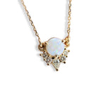 Olivia | 14K Australian Opal & Diamond Crown Pendant Necklace
