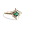 Skylar | 14K Natural Emerald & Diamond Snowflake Fancy Halo Ring - Emi Conner Jewelry 