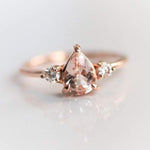 EVA | 3-Stone Pear Morganite and Diamond Ring - Emi Conner Jewelry 
