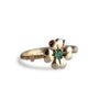 14K Four Leaf Clover Emerald and Diamond Stacking Ring - Emi Conner Jewelry 