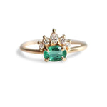 Olina | 14K Natural Oval Emerald & Diamond Ring Crown Ring - Emi Conner Jewelry 
