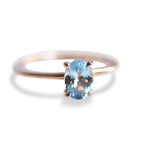 ALVA | 14K 0.7 ct Oval Aquamarine Dainty Solitaire Ring - Emi Conner Jewelry 