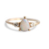 EVA | 14K Side Stone Pear Australian Opal & Diamond Ring - Emi Conner Jewelry 