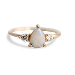 EVA | 14K Side Stone Pear Australian Opal & Diamond Ring