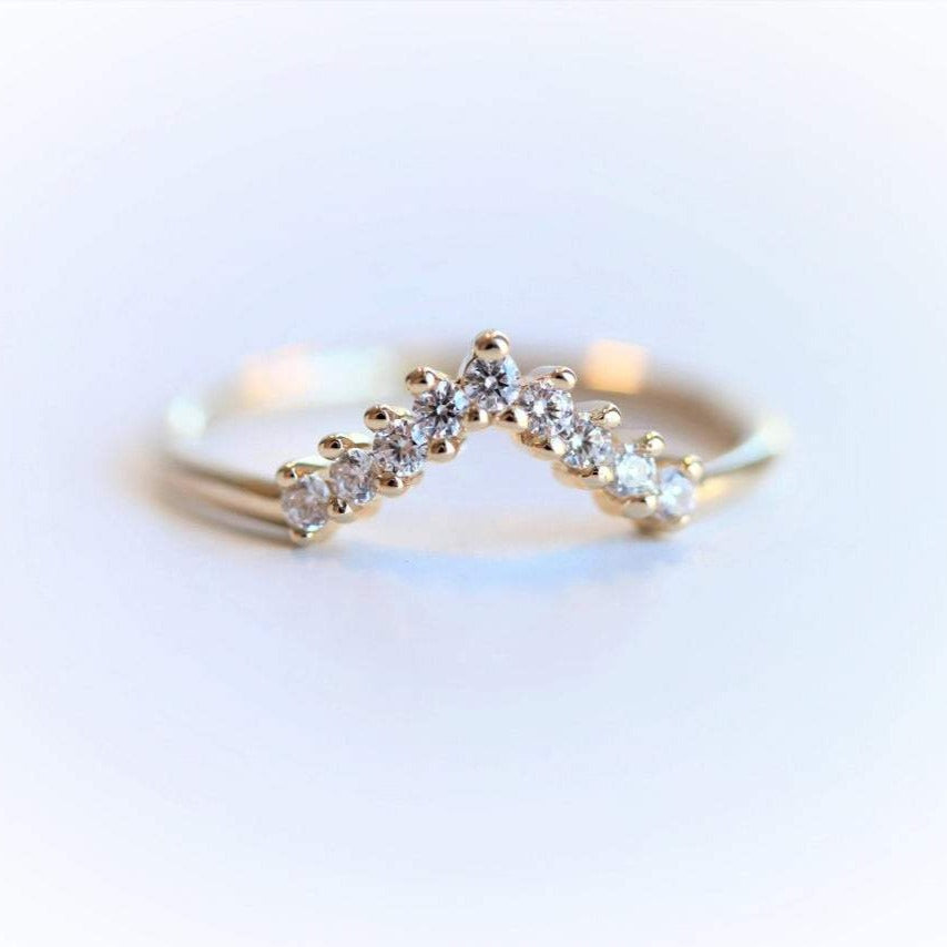 Ophelia V Band | 14K V Shaped Diamond Band - Emi Conner Jewelry 