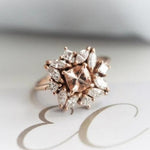 Jasmine No.1 | 14K Morganite & Diamond Fancy Halo Ring - Emi Conner Jewelry 