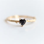 Acacia | 4 mm Heart Black Onyx Twig Engagement Ring - Emi Conner Jewelry 