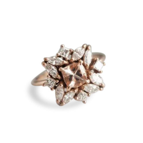 Jasmine No.1 | 14K Morganite & Diamond Fancy Halo Ring - Emi Conner Jewelry 