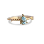 Chelsea | 14K Pear Aquamarine & Diamond Accent Ring - Emi Conner Jewelry 