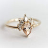 Ophelia | 14K Pear Peach Pink Morganite Crown Promise Ring - Emi Conner Jewelry 