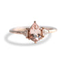 Alexis | Pear Morganite & Triangle Moissanite Ring - Emi Conner Jewelry 