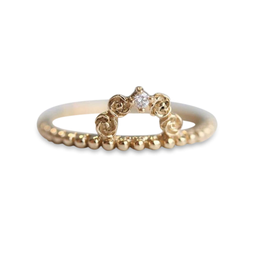 Rosette | 14K Rose Arch and Diamond Ring - Emi Conner Jewelry 