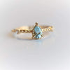 Chelsea | 14K Pear Aquamarine & Diamond Accent Ring - Emi Conner Jewelry 