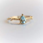 Chelsea | 14K Pear Aquamarine & Diamond Accent Ring - Emi Conner Jewelry 