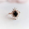 Liana | 14K Oval Black Onyx & CZ Fancy Halo Ring - Emi Conner Jewelry 