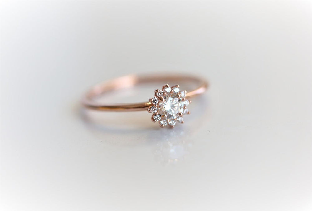 Annabelle | GIA CERTIFIED 0.2 ct. Diamond 14k Gold Halo Ring - Emi Conner Jewelry 