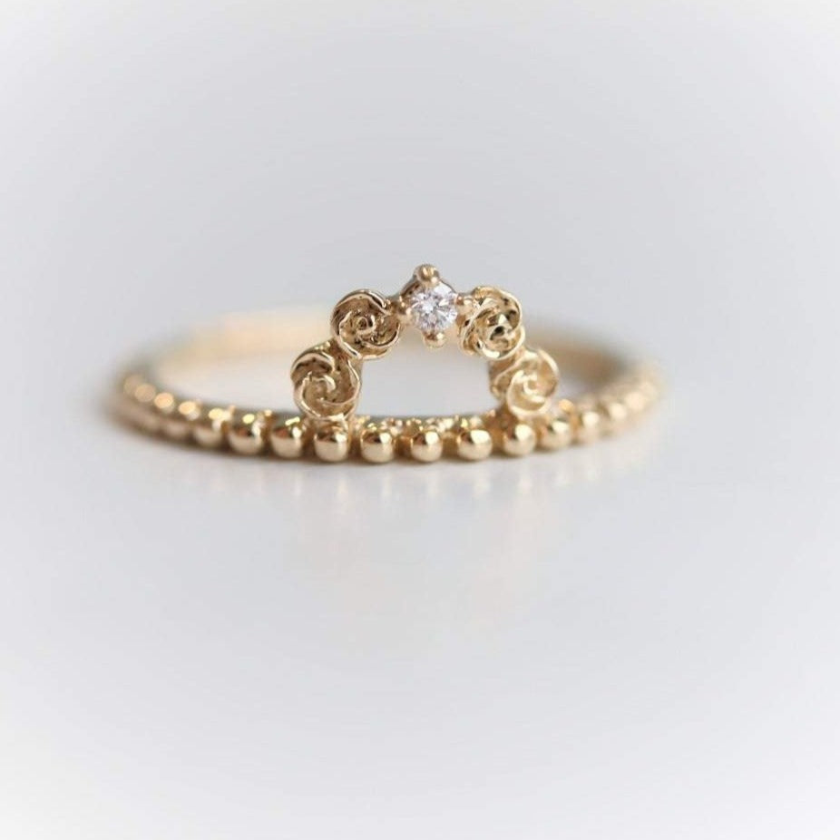 Rosette | 14K Rose Arch and Diamond Ring - Emi Conner Jewelry 