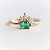 Olina | 14K Natural Oval Emerald & Diamond Ring Crown Ring - Emi Conner Jewelry 