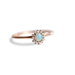 Annabell | 14K Australian Opal & Diamond Petite Halo Ring