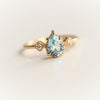 Carrie |  14K Pear Aquamarine & Diamond Side Stone Milgrain Ring - Emi Conner Jewelry 