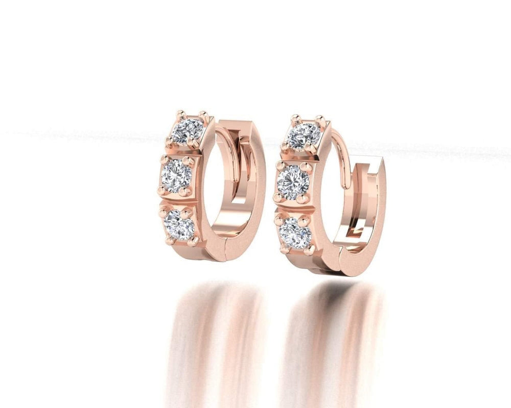 14K Huggie 0.4 ct. Diamond Hinged Hoop Earrings - Emi Conner Jewelry 