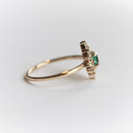 Skylar | 14K Natural Emerald & Diamond Snowflake Fancy Halo Ring - Emi Conner Jewelry 