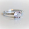 ALVA l 0.7 ct Round Rose Quartz Dainty Solitaire Ring In Hammer Finish - Emi Conner Jewelry 