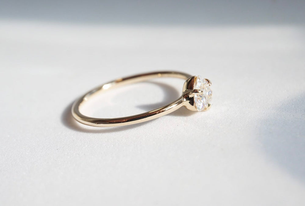 Trinity | 14K Trillion Moissanite Solitaire Ring - Emi Conner Jewelry 