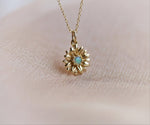 14K Sunflower Australian Opal Necklace - Emi Conner Jewelry 