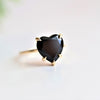 ALVA | 14K Heart Black Onyx Solitaire Ring - Emi Conner Jewelry 
