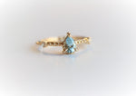 Chelsea | 14K Pear Aquamarine & Diamond Accent Ring - Emi Conner Jewelry 