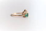 Olina | 14K Natural Oval Emerald & Diamond Ring Crown Ring - Emi Conner Jewelry 
