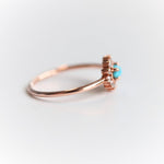 Daniella |  14K Turquoise & Diamond Petite Halo Ring - Emi Conner Jewelry 