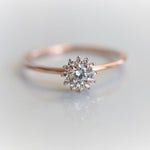Annabelle | GIA CERTIFIED 0.2 ct. Diamond 14k Gold Halo Ring - Emi Conner Jewelry 