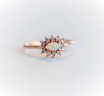 Daniella | 14K Australian Opal & Diamond Petite Halo Ring - Emi Conner Jewelry 